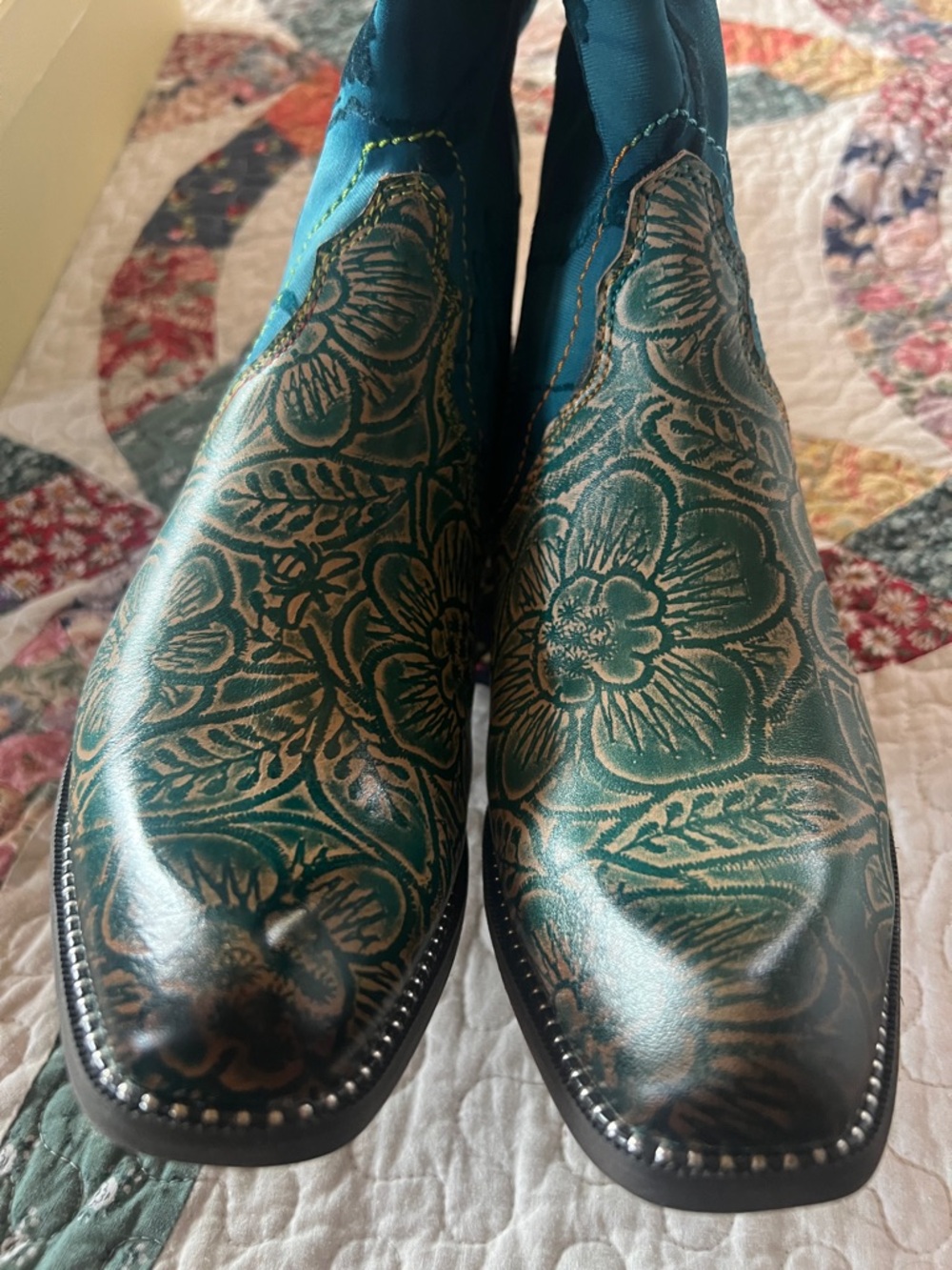 Brand New In box 👢Spring Step Turquoise Western Boots 🩵🩵🩵 - Picture 9 of 10